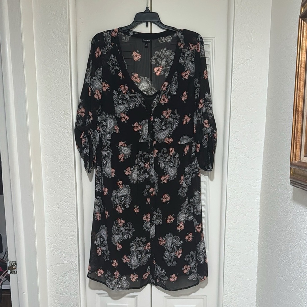 Black Floral and Paisley Dress
